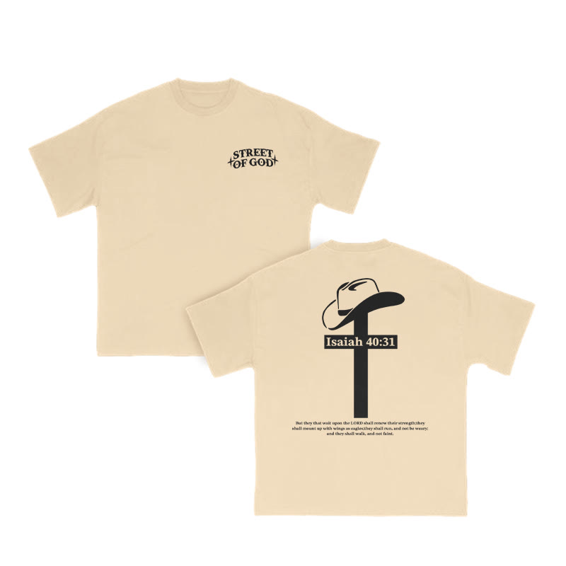 Unisex Street Of God Print T-shirt - Apricot - US16-18(2XL) - image 6