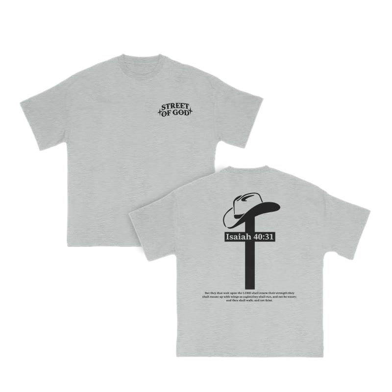 Unisex Street Of God Print T-shirt - Grey - US16-18(2XL) - image 4