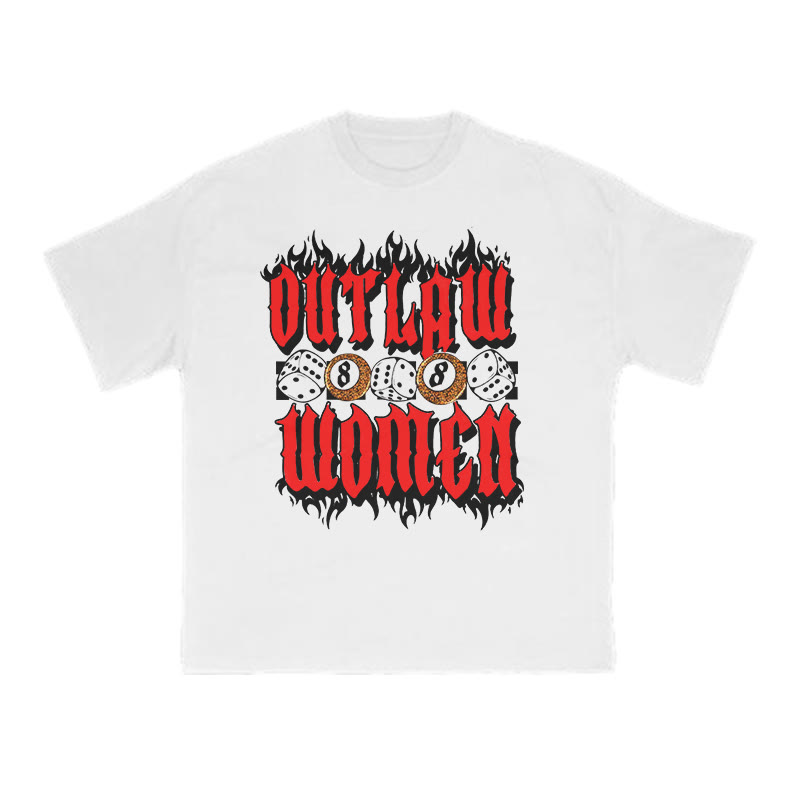 Unisex Outlaw Women Dice Print T-shirt - White - US16-18(2XL) - image 2