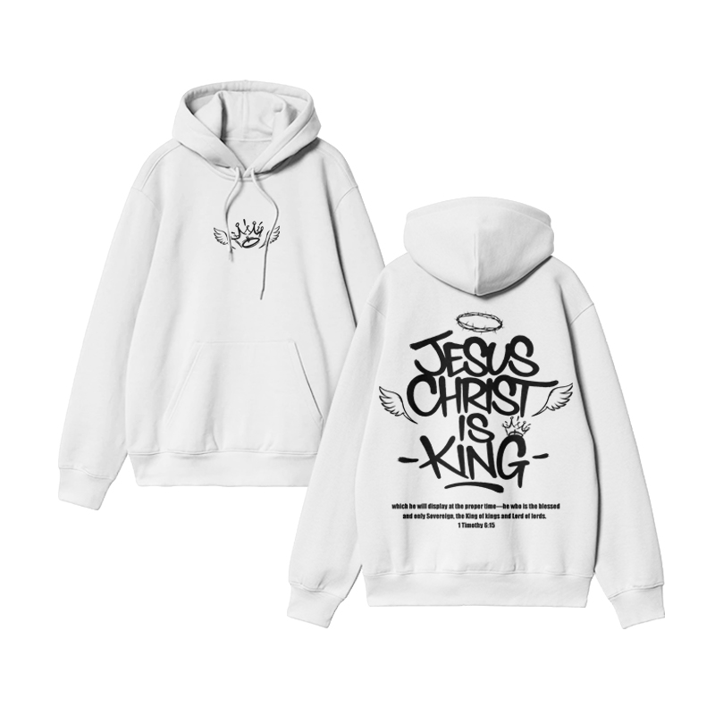 Unisex Christ Is King 1 Timothy 6:15 Print Hoodie - White - US16-18(2XL) - image 2