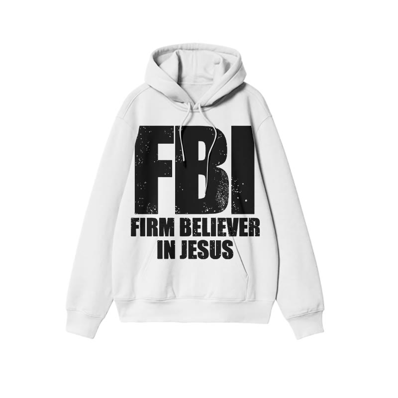 Unisex Firm Believer In Jesus Print Hoodie - White - US16-18(2XL) - image 2