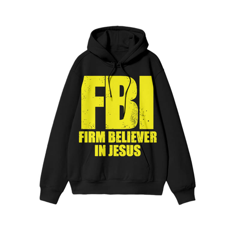 Unisex Firm Believer In Jesus Print Hoodie - Black - US16-18(2XL) - image 1