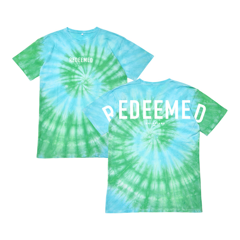 Unisex Redeemed Galatians 2:20 Print Tie-dye T-shirt - Green - US40-42(7XL) - image 2