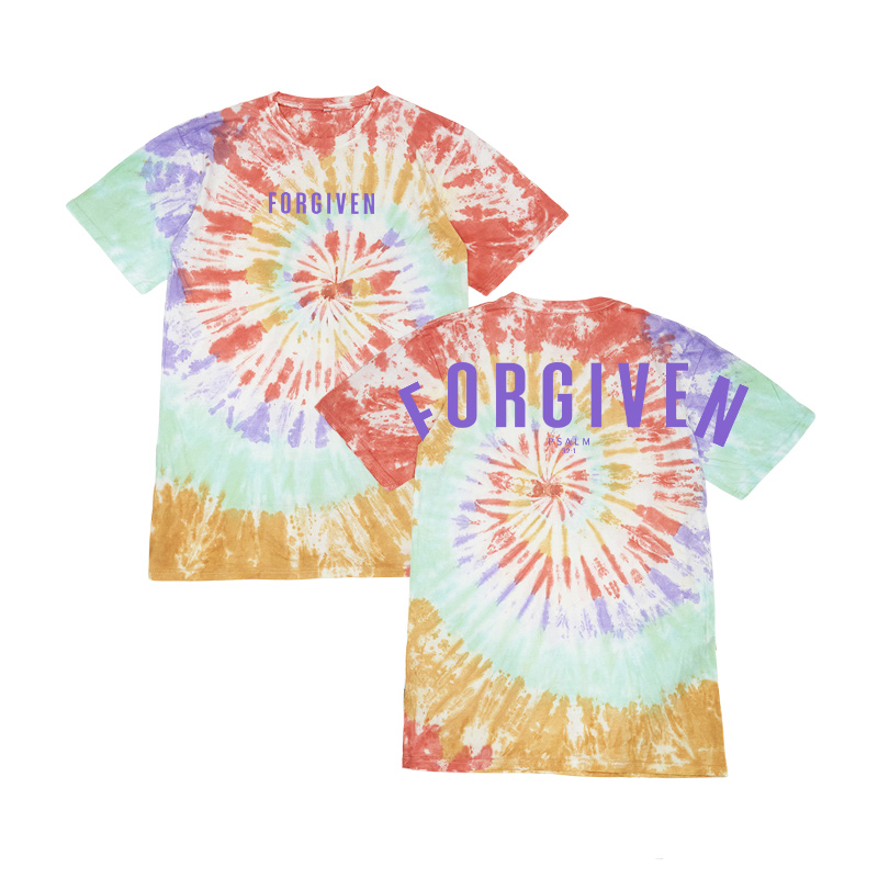 Unisex 100% Cotton Forgiven Psalm 32:1 Print Tie-dye T-shirt - Orange - US40-42(7XL) - image 2