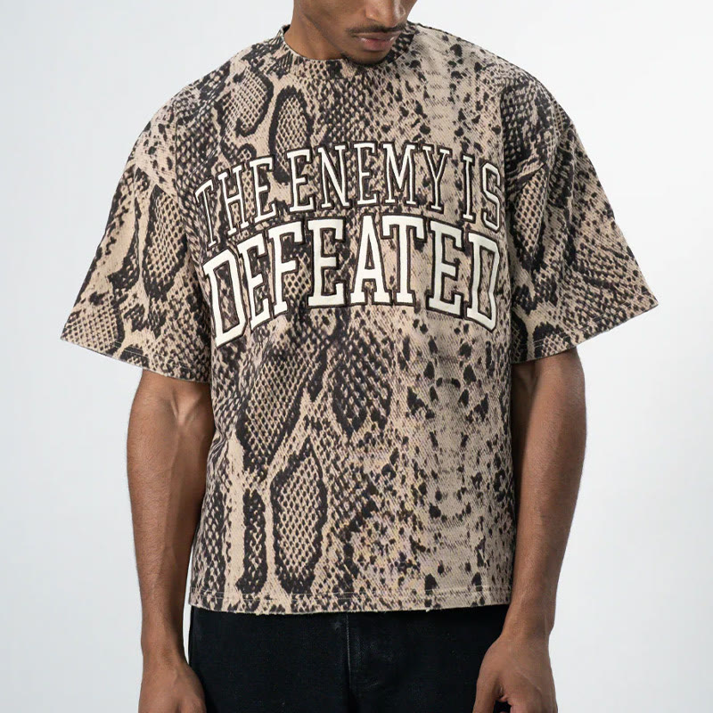 Unisex The Enemy Is Defeated Snake Print T-shirt - image 1