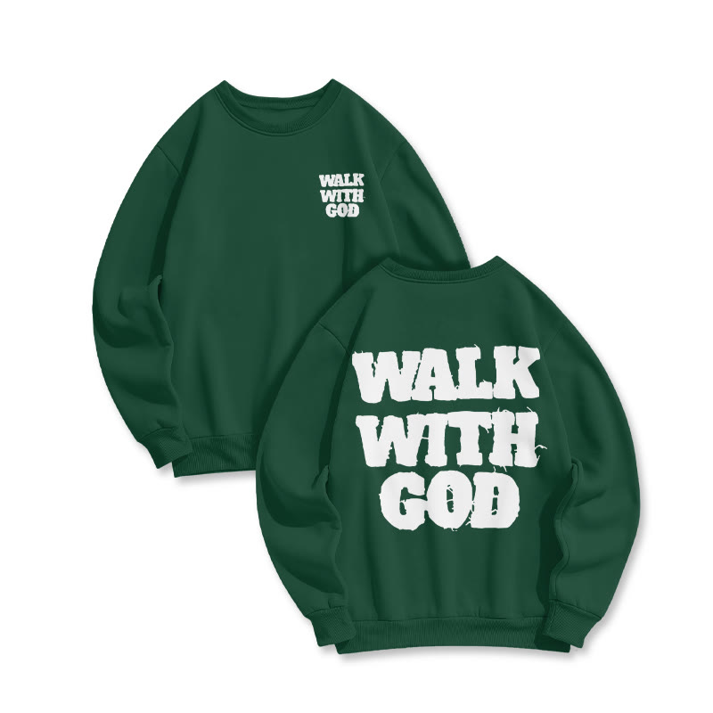 Unisex Walk With God Print Sweatshirt - Dark Green - US16-18(2XL) - image 2