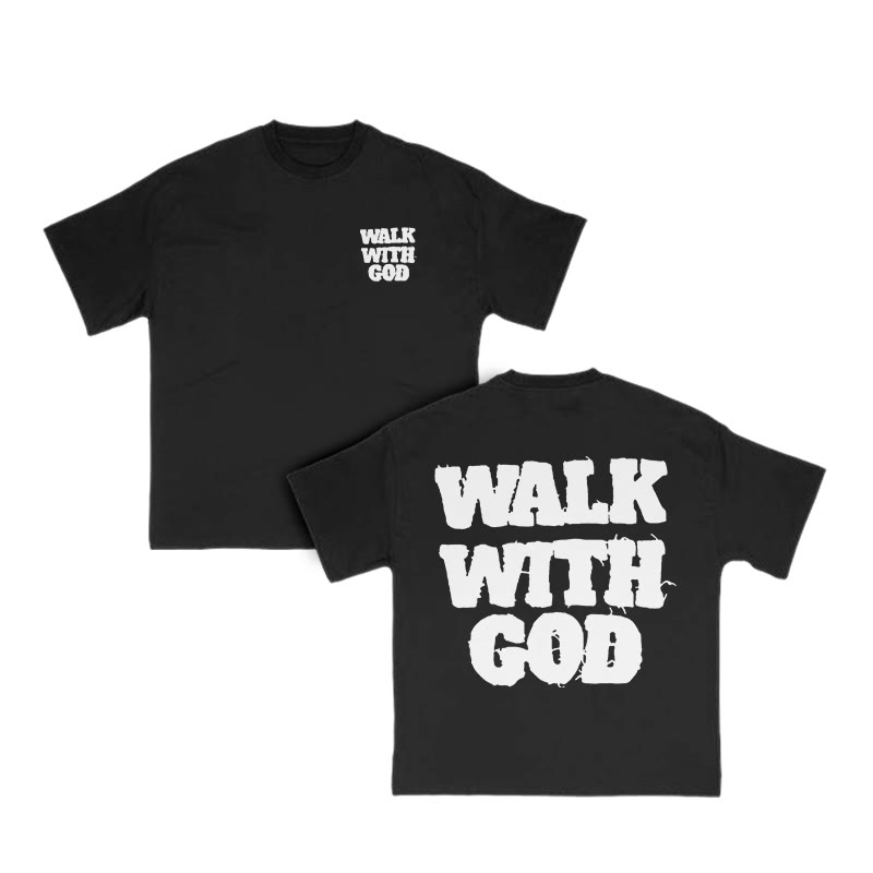Unisex Walk With God Print T-shirt - Black - US16-18(2XL) - image 2