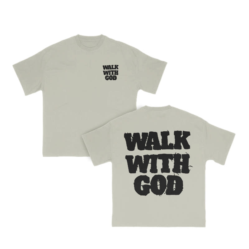 Unisex Walk With God Print T-shirt - Warm Grey - US16-18(2XL) - image 5
