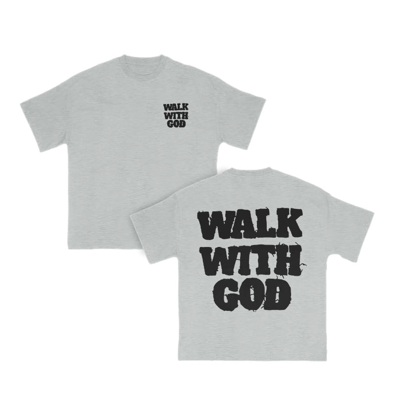 Unisex Walk With God Print T-shirt - Grey - US16-18(2XL) - image 4