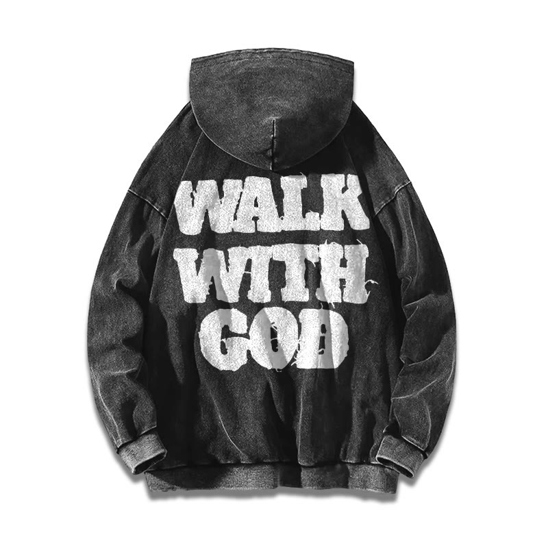 Unisex Walk With God Printed Washed Hoodie  - image 1