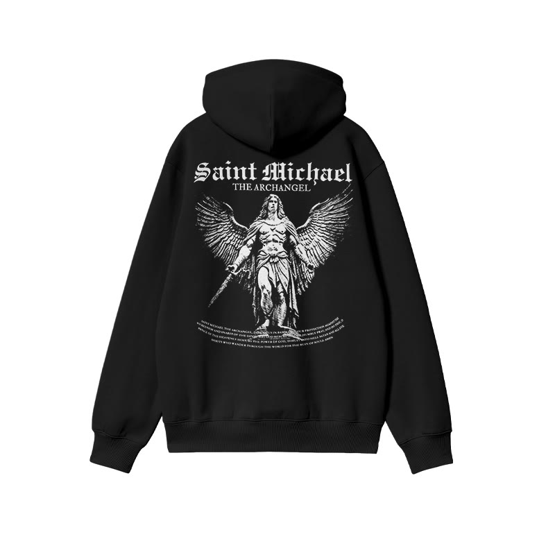 Unisex Saint Michael The Archangel Print Hoodie - Black - US16-18(2XL) - image 1
