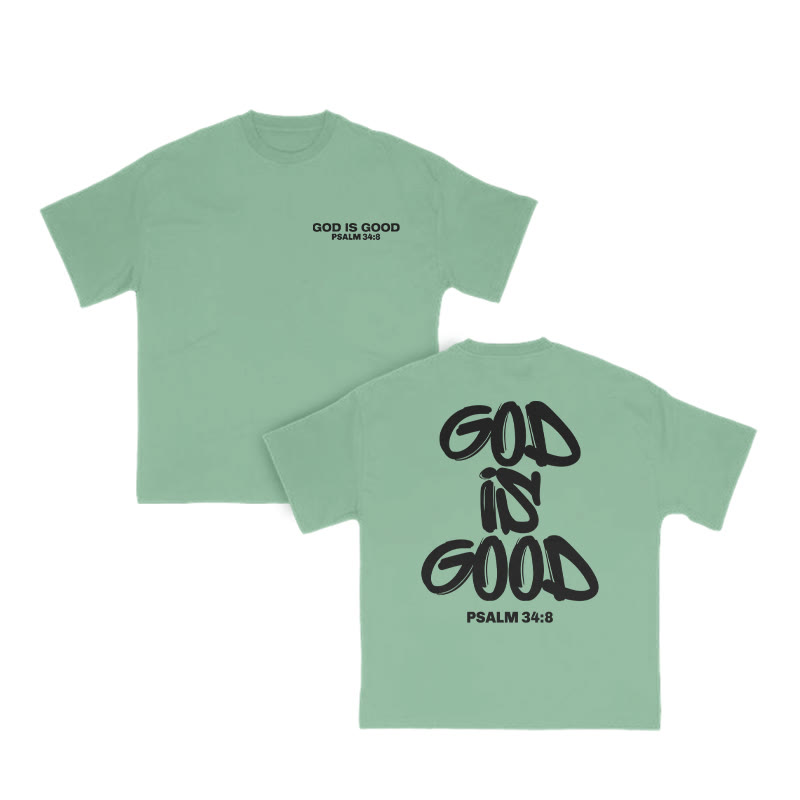 Unisex God Is Good Print T-shirt - Light Green - US16-18(2XL) - image 9