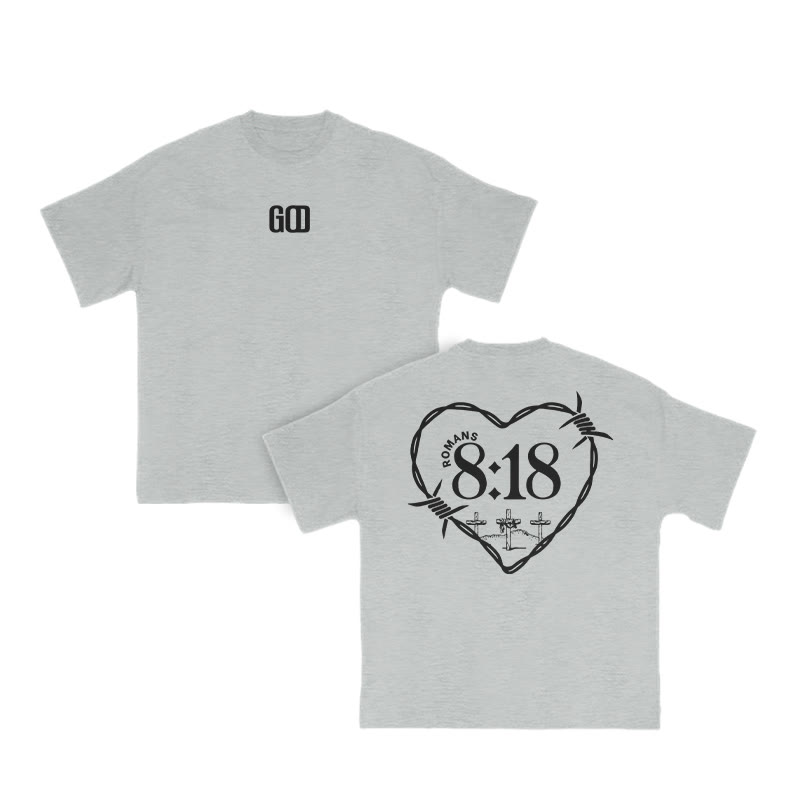 Unisex Romans 8:18 Print T-shirt - Grey - US16-18(2XL) - image 4