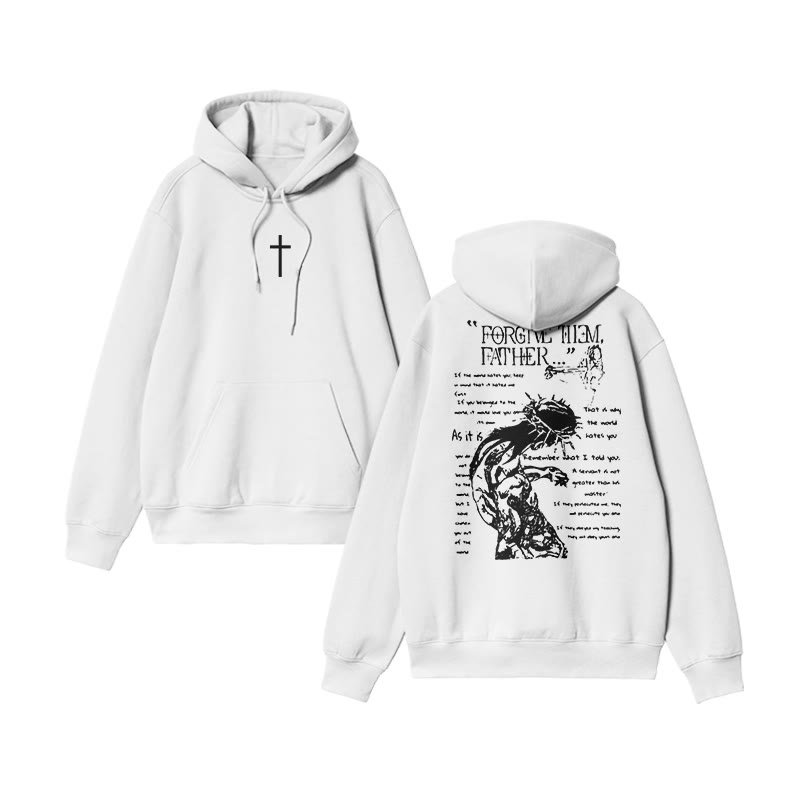 Unisex Father Forgive Them Print Hoodie - White - US16-18(2XL) - image 3