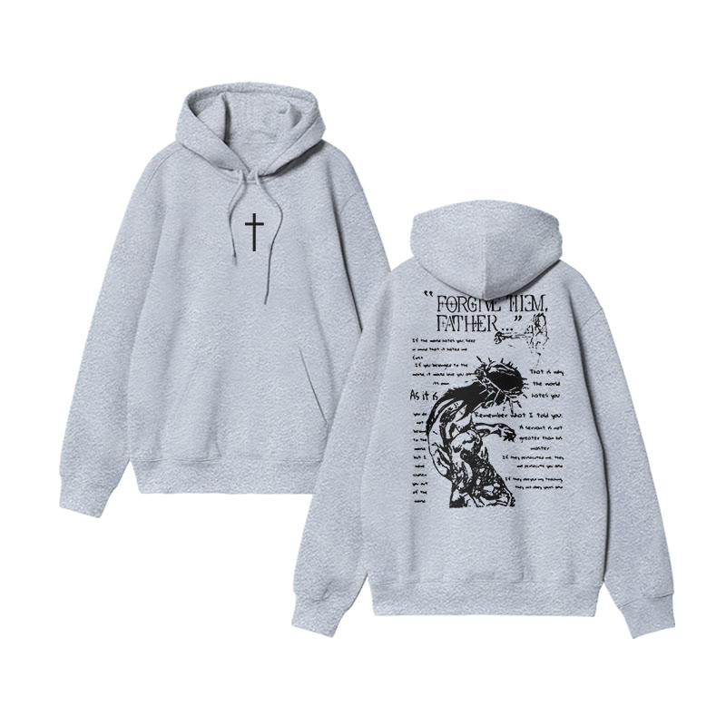 Unisex Father Forgive Them Print Hoodie - Grey - US16-18(2XL) - image 4