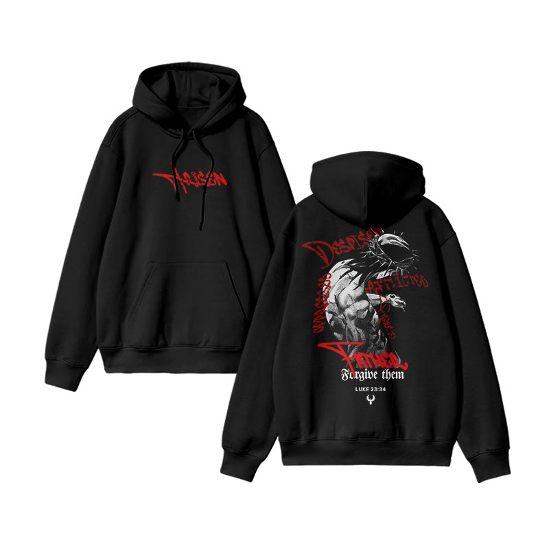 Unisex Despised Afflicted Father Forgive Them Print Hoodie - Black - US16-18(2XL) - image 2
