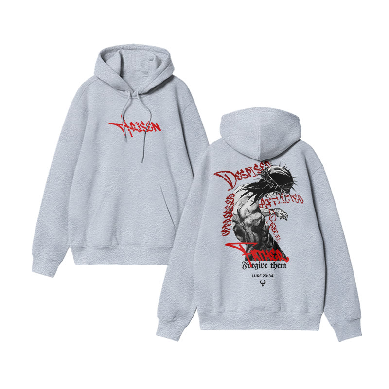 Unisex Despised Afflicted Father Forgive Them Print Hoodie - Grey - US16-18(2XL) - image 4
