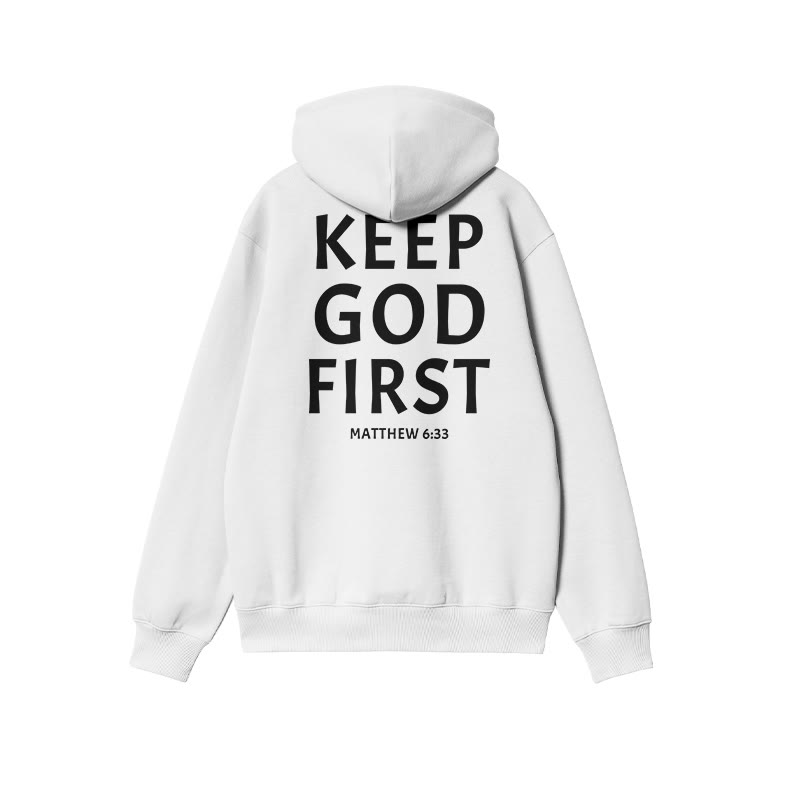 Unisex Keep God First Print Hoodie - White - US16-18(2XL) - image 2