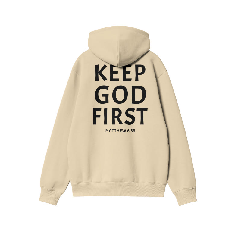 Unisex Keep God First Print Hoodie - Apricot - US16-18(2XL) - image 4