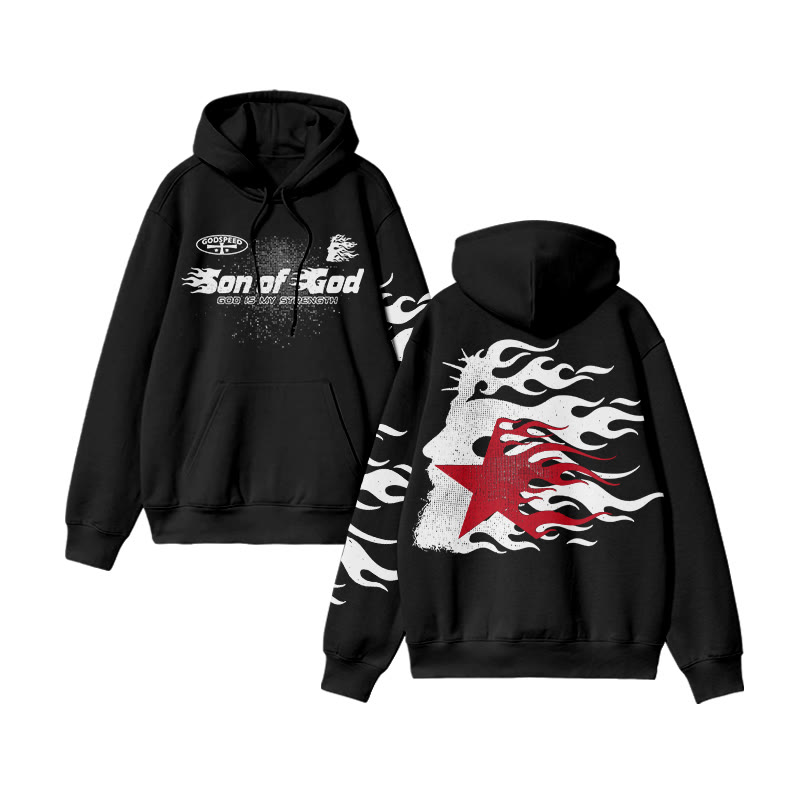 Unisex Son Of God Print Hoodie - Black - US16-18(2XL) - image 2