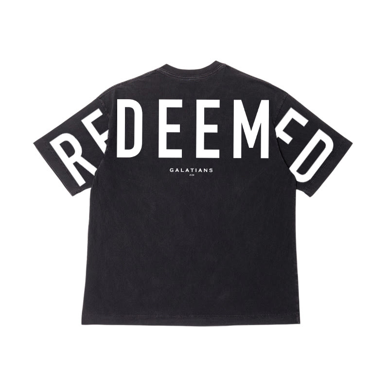 Unisex Redeemed Galatians 2:20 Print Washed Ripped T-shirt - image 1