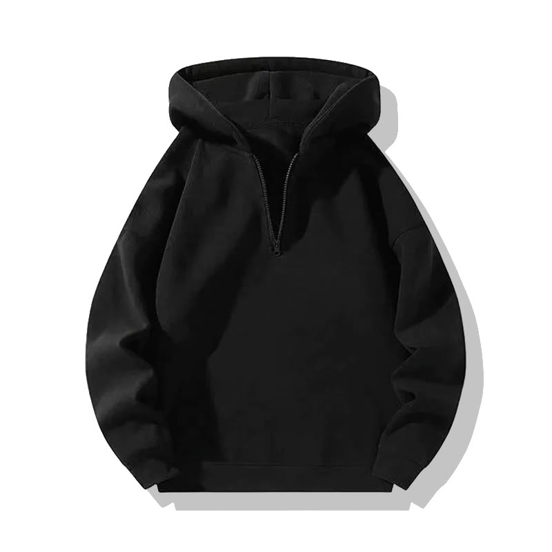 Solid Color Half-zip Hoodie - Black - US20-22(3XL) - image 2