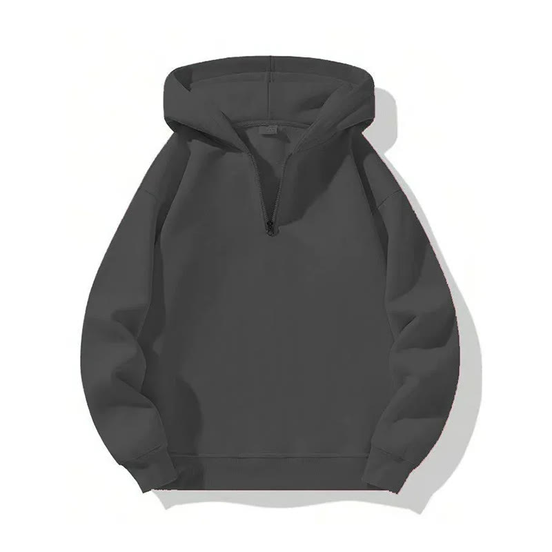 Solid Color Half-zip Hoodie - Dark Grey - US20-22(3XL) - image 5