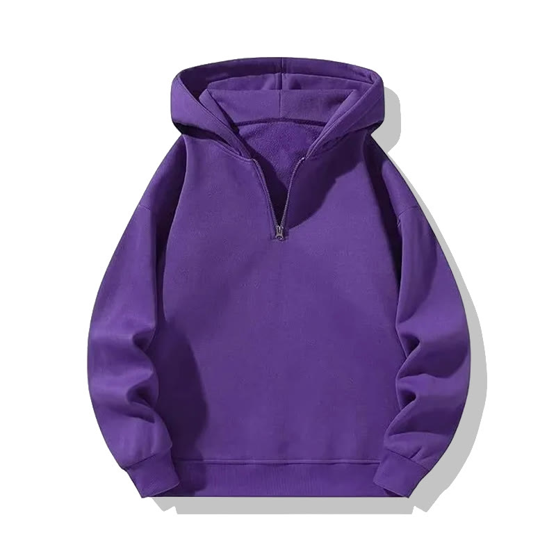 Solid Color Half-zip Hoodie - Purple - US20-22(3XL) - image 7