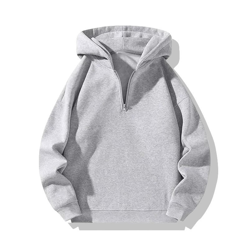 Solid Color Half-zip Hoodie - Grey - US20-22(3XL) - image 1