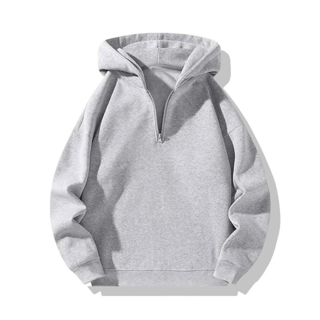 Solid Color Half-zip Hoodie - Grey - US20-22(3XL) - image 1