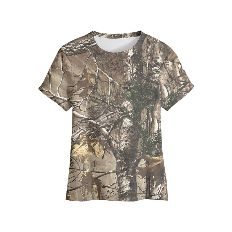 Dead Leaf Camouflage Print Slim-fit Short-sleeve T-shirt - Green - US28-30(4XL) - image 1