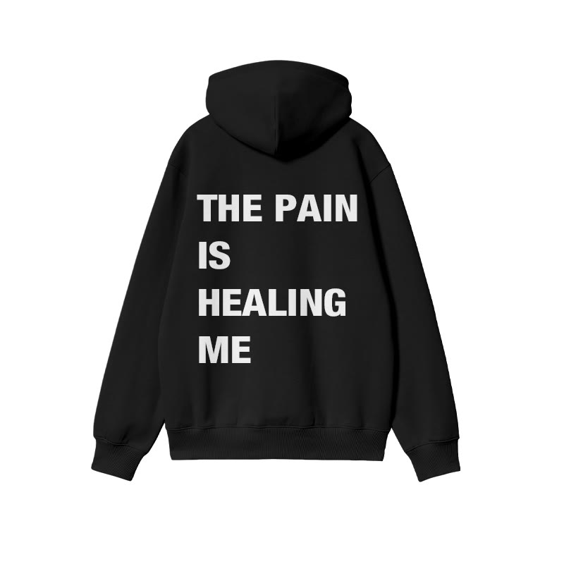 Unisex The Pain Is Healing Me Print Hoodie - Black - US16-18(2XL) - image 2