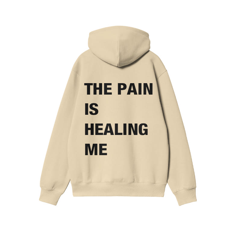 Unisex The Pain Is Healing Me Print Hoodie - Apricot - US16-18(2XL) - image 4