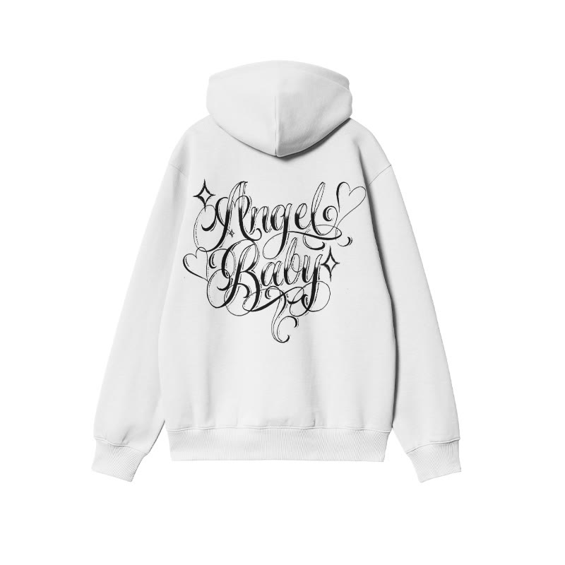 Unisex Angel Baby Print Hoodie - White - US16-18(2XL) - image 2