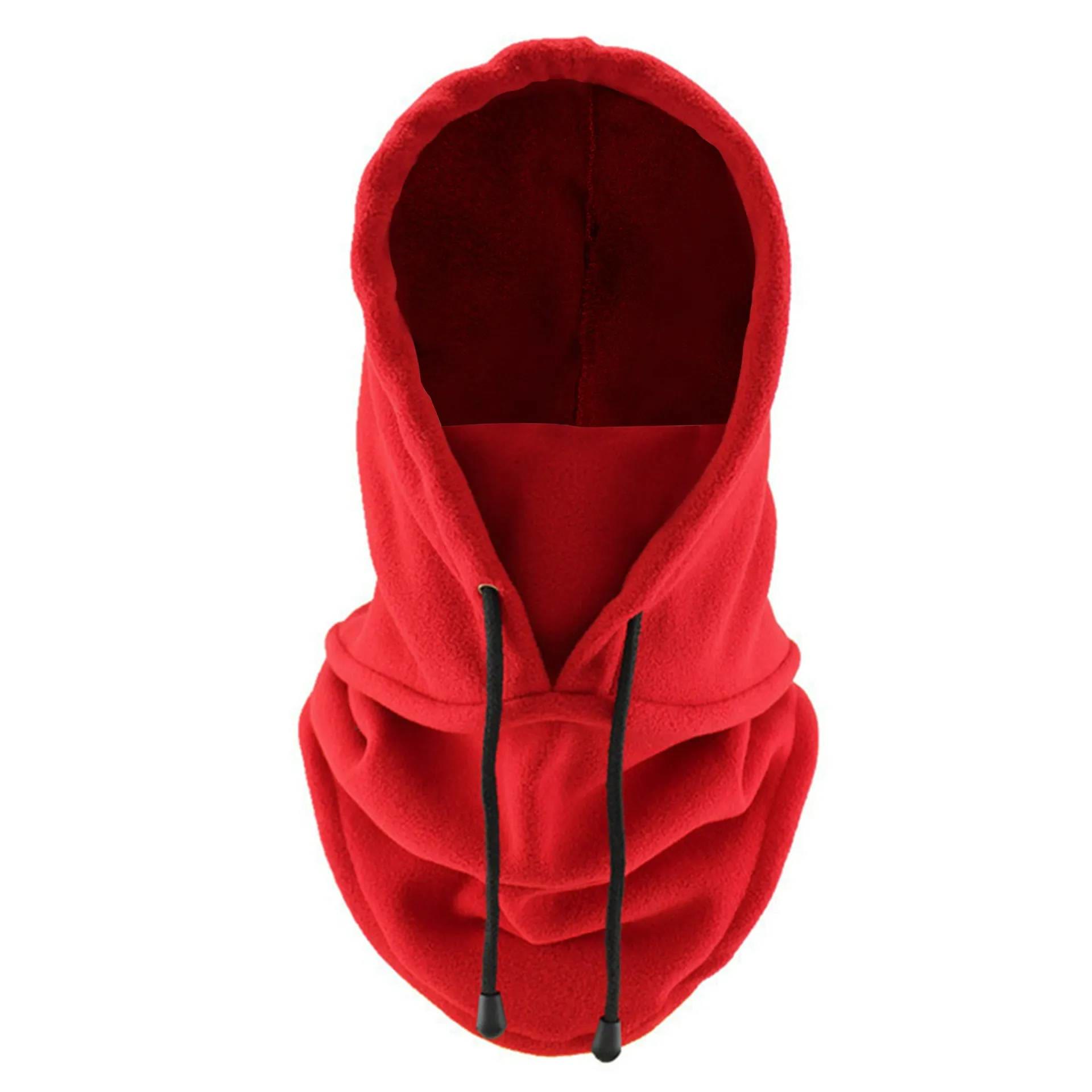 Derong Thermal Drawstring Windproof Balaclava Hood - Red - one size - image 2