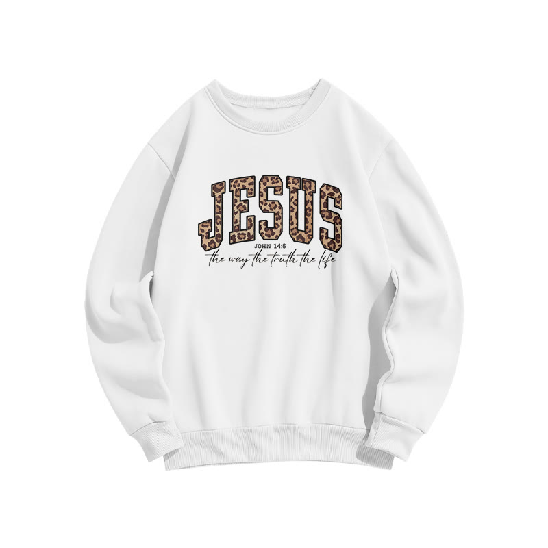 Unisex Jesus Leopard Print Sweatshirt - White - US16-18(2XL) - image 2