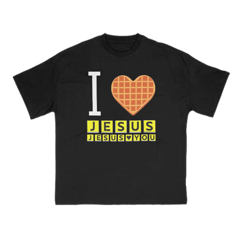 Unisex I Love Jesus  Jesus Loves You Print T-shirt - Black - US16-18(2XL) - image 2