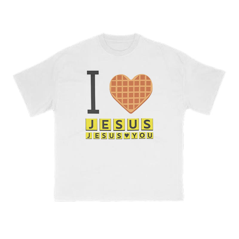 Unisex I Love Jesus  Jesus Loves You Print T-shirt - White - US16-18(2XL) - image 1