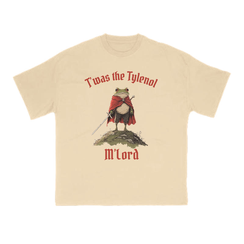 Unisex T'was The Tylenol M'lord Red Cloak Frog Print T-shirt - Apricot - US16-18(2XL) - image 1