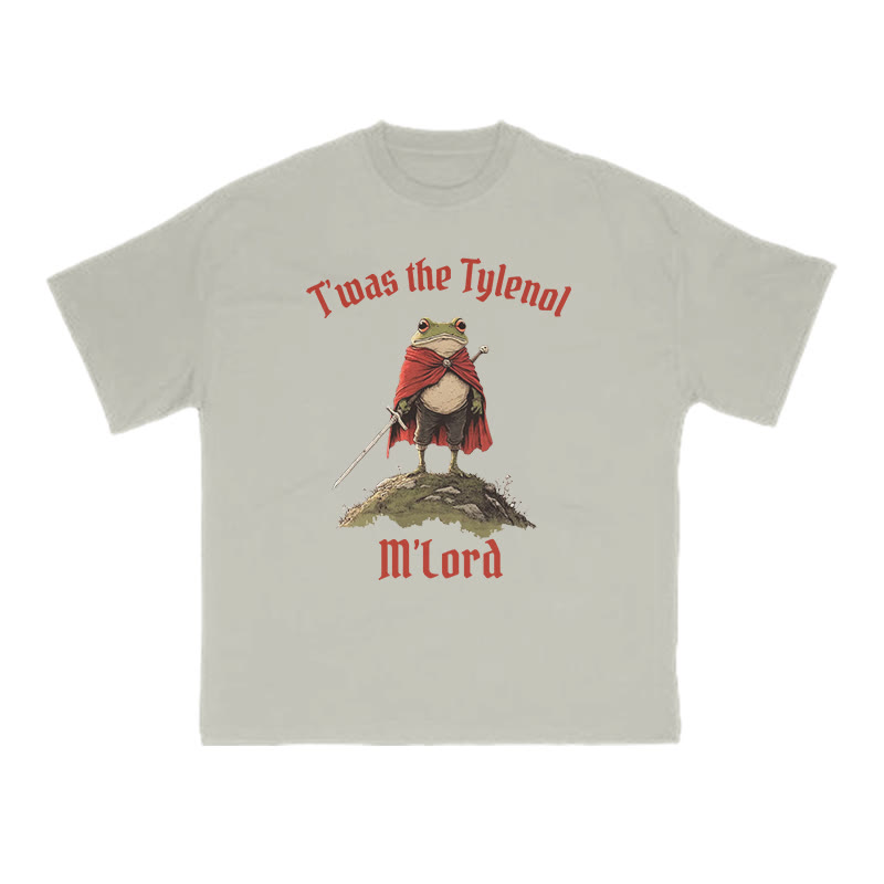 Unisex T'was The Tylenol M'lord Red Cloak Frog Print T-shirt - Warm Grey - US16-18(2XL) - image 4