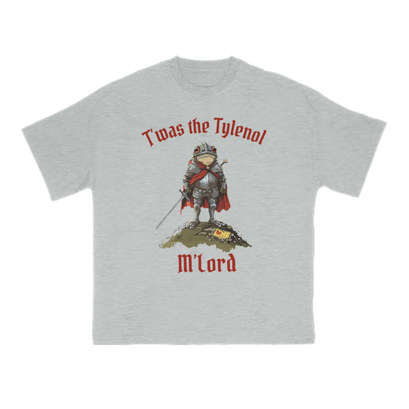 Unisex T'was The Tylenol M'lord Knight Frog Print T-shirt - Grey - US16-18(2XL) - image 3