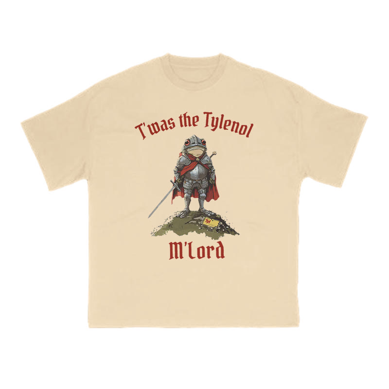 Unisex T'was The Tylenol M'lord Knight Frog Print T-shirt - Apricot - US16-18(2XL) - image 1