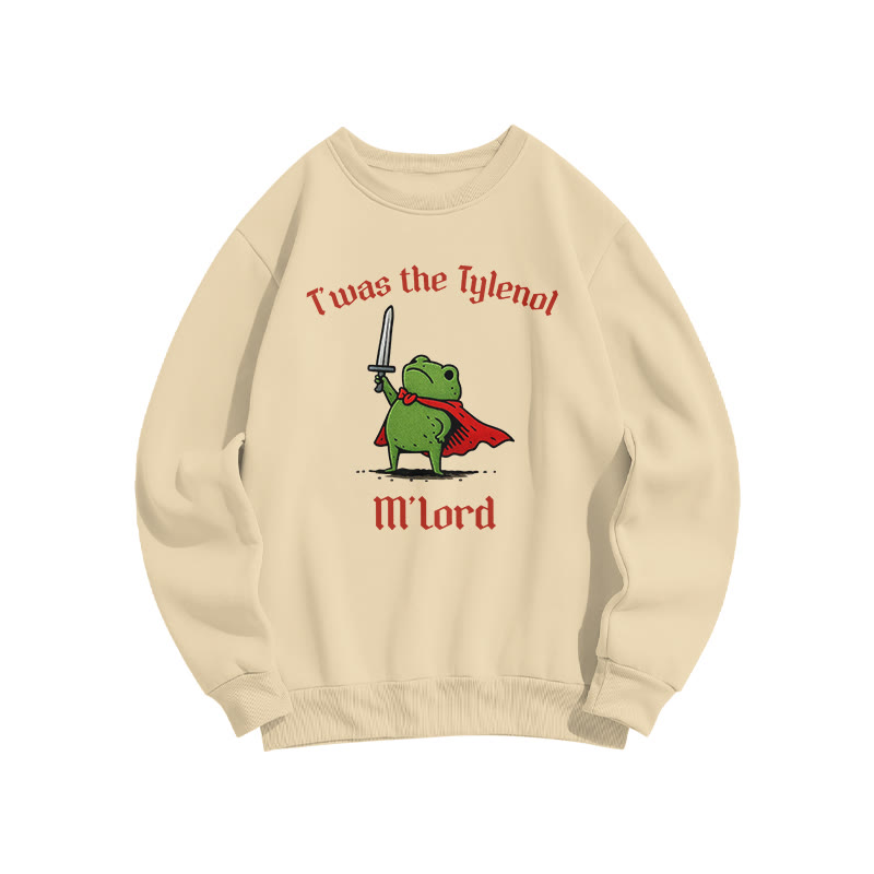 Unisex T'was The Tylenol M'lord Knight Frog Print Sweatshirt - Apricot - US16-18(2XL) - image 2