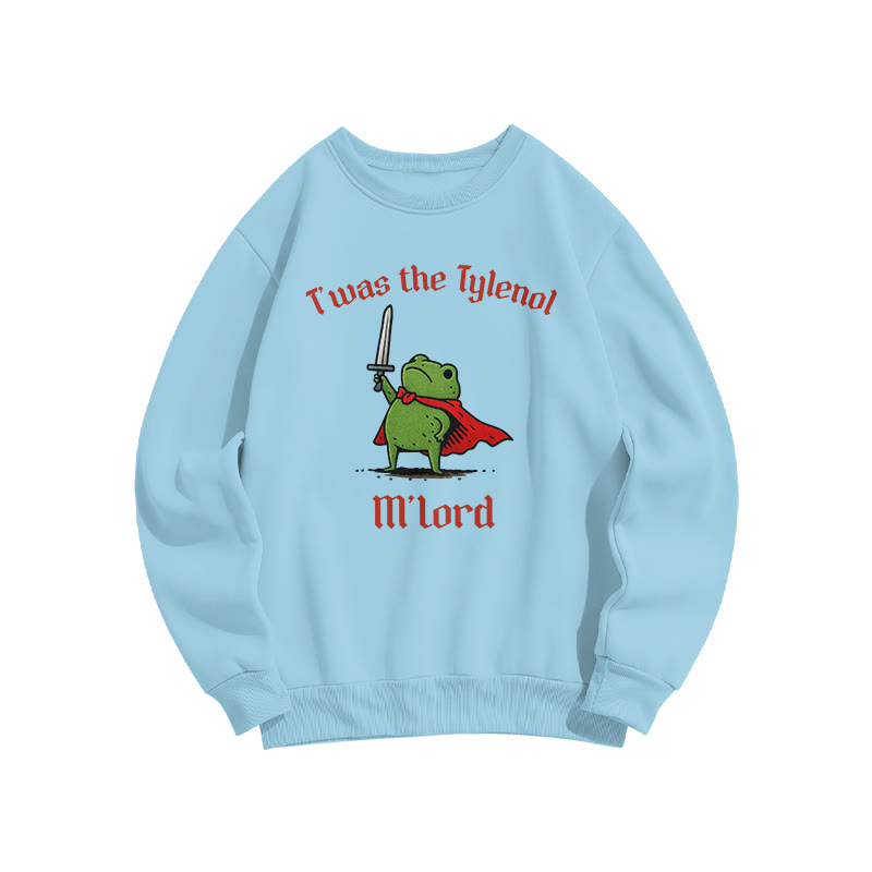 Unisex T'was The Tylenol M'lord Knight Frog Print Sweatshirt - Blue - US16-18(2XL) - image 5