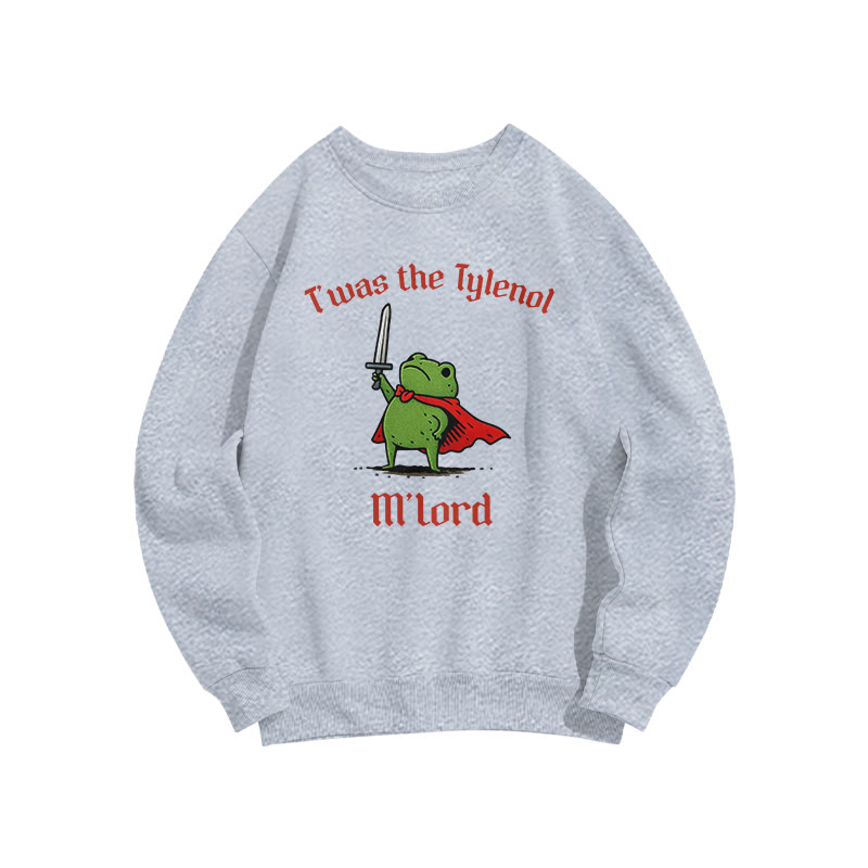 Unisex T'was The Tylenol M'lord Knight Frog Print Sweatshirt - Grey - US16-18(2XL) - image 3