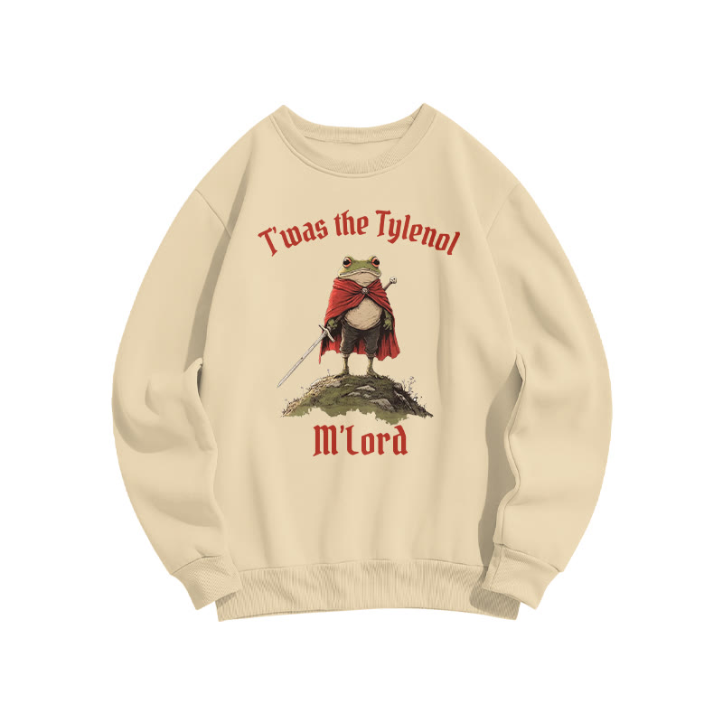 Unisex T'was The Tylenol M'lord Red Cloak Frog Print Sweatshirt - Apricot - US16-18(2XL) - image 2
