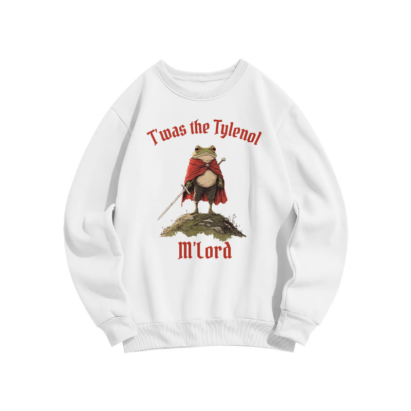 Unisex T'was The Tylenol M'lord Red Cloak Frog Print Sweatshirt - White - US16-18(2XL) - image 1