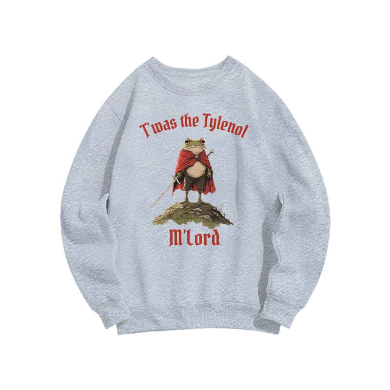 Unisex T'was The Tylenol M'lord Red Cloak Frog Print Sweatshirt - Grey - US16-18(2XL) - image 3