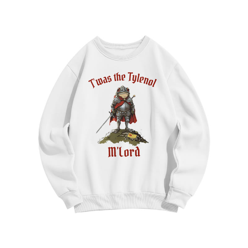 Unisex T'was The Tylenol M'lord Armored Frog Print Sweatshirt - White - US16-18(2XL) - image 2