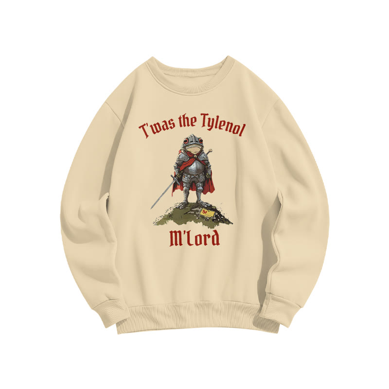 Unisex T'was The Tylenol M'lord Armored Frog Print Sweatshirt - Apricot - US16-18(2XL) - image 1